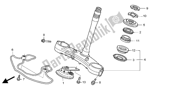 All parts for the Steering Stem of the Honda CBR 1000 RR 2004