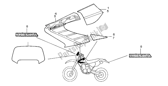 All parts for the Stripe of the Honda XR 650R 2002