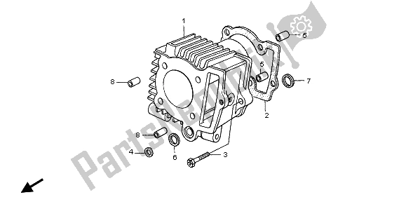 All parts for the Cylinder of the Honda XR 50R 2003