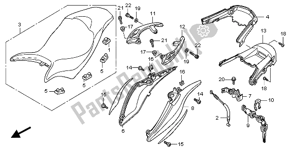 All parts for the Seat & Rear Cowl of the Honda CB 600F Hornet 2007