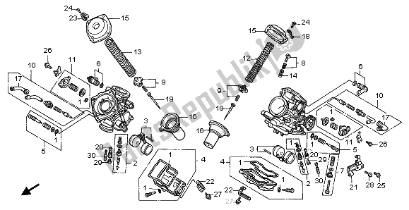 Toutes les pièces pour le Carburateur (composants) du Honda NTV 650 1996