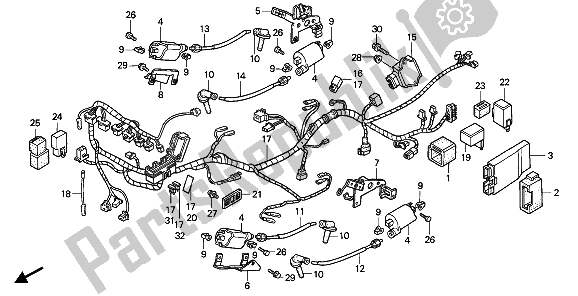 All parts for the Wire Harness of the Honda VFR 750F 1990