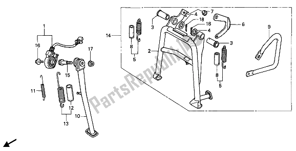 All parts for the Stand of the Honda XRV 750 Africa Twin 1993