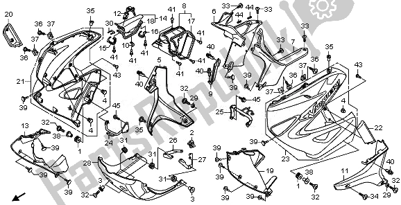 All parts for the Under Cowl of the Honda XL 1000V 2008
