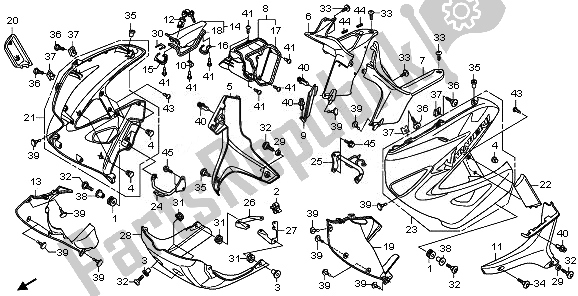 All parts for the Under Cowl of the Honda XL 1000V 2008