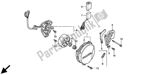 Todas las partes para Tapa Del Cárter Izquierdo Y Generador de Honda CR 500R 1994