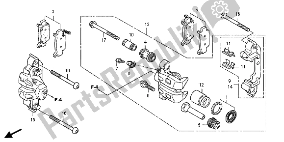 All parts for the Front Caliper of the Honda TRX 500 FA Fourtrax Foreman Rubicon 2013