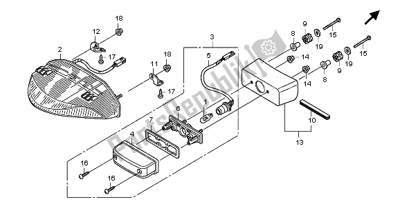 Todas as partes de Luz Traseira do Honda CB 600F Hornet 2009