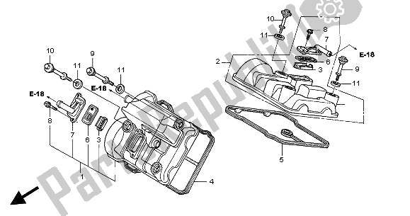 Todas las partes para Cubierta De Tapa De Cilindro de Honda VTR 1000 SP 2004