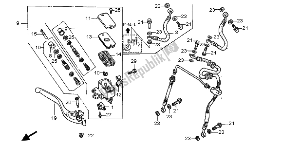 All parts for the Fr. Brake Master Cyilnder of the Honda ST 1100A 1998