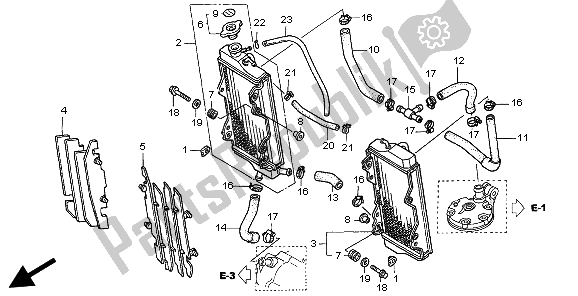 All parts for the Radiator of the Honda CR 250R 2002
