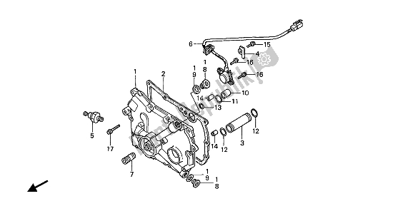 All parts for the Transmission Cover of the Honda GL 1500 1989