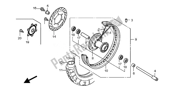 All parts for the Front Wheel of the Honda VT 750C2S 2010