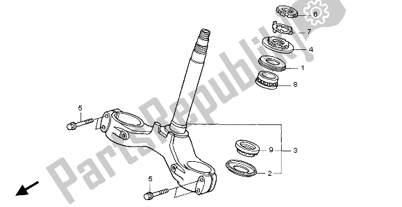 All parts for the Steering Stem of the Honda VTR 1000 SP 2003