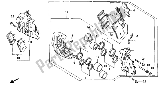 All parts for the Front Brake Caliper of the Honda CBR 900 RR 1995