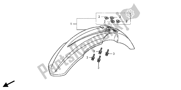 All parts for the Front Fender of the Honda CRF 150 RB LW 2012