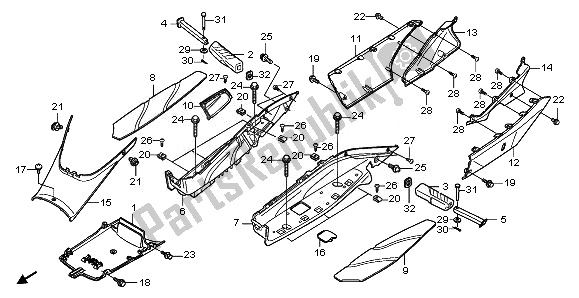 All parts for the Floor Panel & Center Cover of the Honda FES 125A 2010