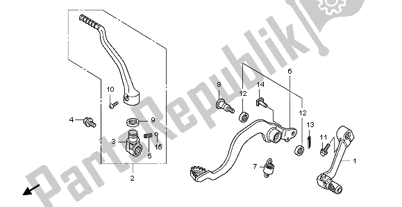 Alle onderdelen voor de Pedaal & Kick Startarm van de Honda CRF 150 RB LW 2009