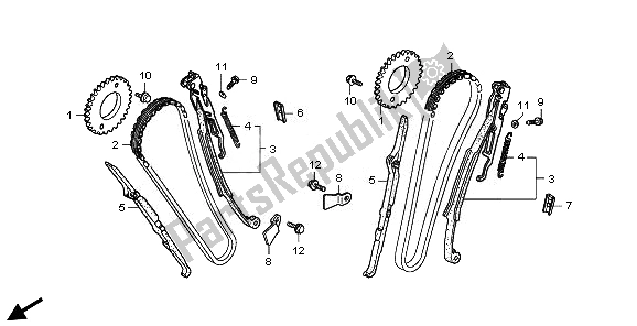 All parts for the Cam Chain & Tensioner of the Honda VT 750S 2011