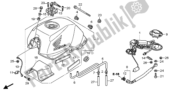 All parts for the Fuel Tank & Fuel Pump of the Honda CBF 1000 2007