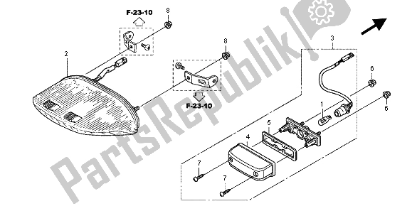 All parts for the Taillight of the Honda CBF 1000 FT 2012