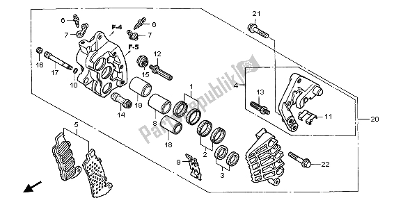 Tutte le parti per il R. Pinza Freno Anteriore del Honda VFR 800 FI 1999