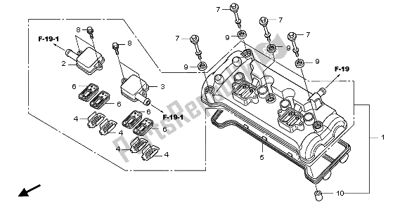 All parts for the Cylinder Head Cover of the Honda CBF 1000A 2007