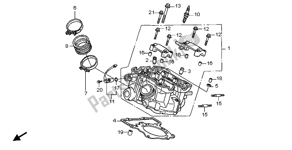 All parts for the Rear Cylinder Head of the Honda XL 1000V 2003