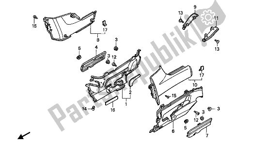 Toutes les pièces pour le Couvercle Latéral du Honda PC 800 1989