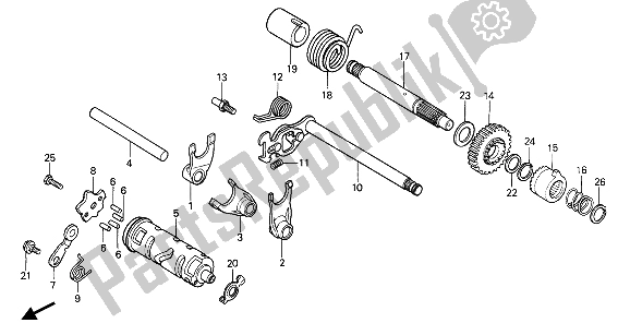 All parts for the Gearshift Drum of the Honda XR 80R 1992