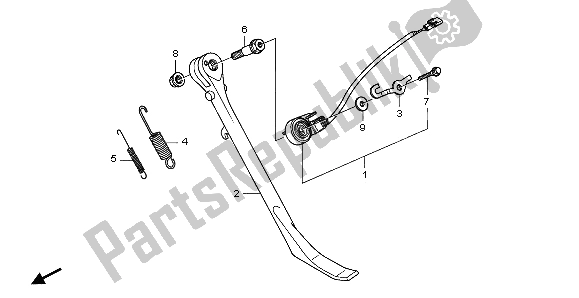 All parts for the Side Stand of the Honda VTX 1300S 2007