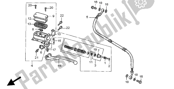 All parts for the Clutch Master Cylinder of the Honda ST 1100A 1997