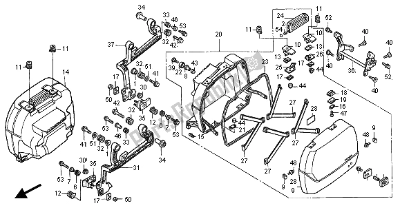 All parts for the Saddlebag of the Honda ST 1100 2000