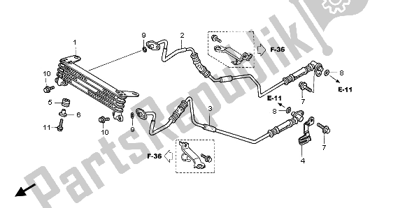 All parts for the Oil Cooler of the Honda VFR 800 2003