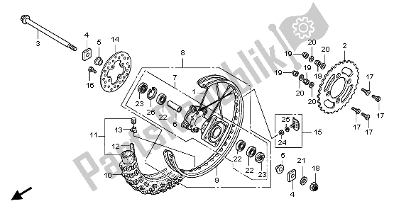 All parts for the Rear Wheel of the Honda CRF 150R SW 2007