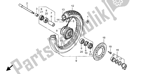 All parts for the Front Wheel of the Honda VT 600C 1998