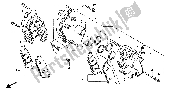 Toutes les pièces pour le étrier De Frein Avant du Honda CB 750F2 2001