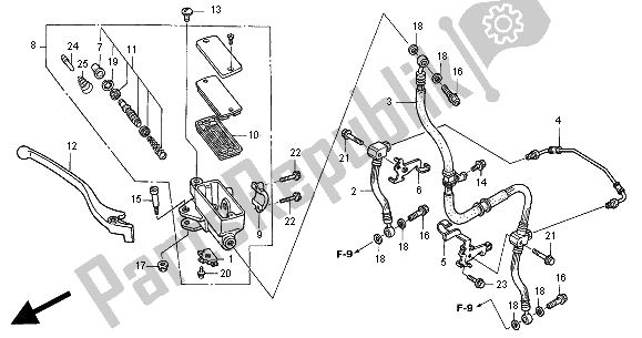 All parts for the Fr. Brake Master Cylinder of the Honda NT 650V 2000