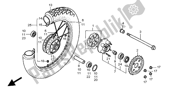 All parts for the Rear Wheel of the Honda CMX 250C 1998