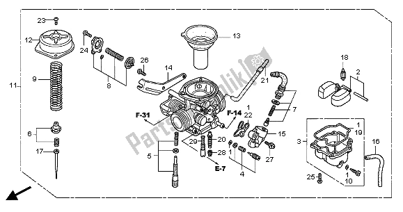 Alle onderdelen voor de Carburator van de Honda CBR 125R 2005