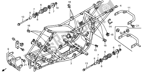 Todas las partes para Cuerpo Del Marco de Honda TRX 250 EX Sporttrax 2003