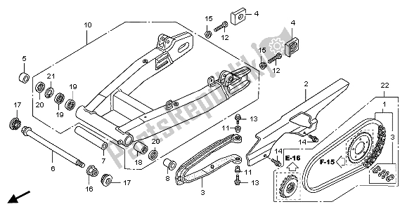 All parts for the Swingarm & Chain Case of the Honda CB 1300A 2007