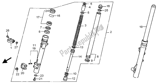 Toutes les pièces pour le Fourche Avant du Honda SLR 650 1997