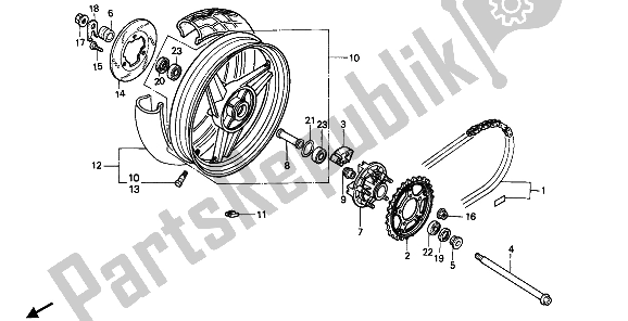 Todas las partes para Rueda Trasera de Honda CBR 600F 1989