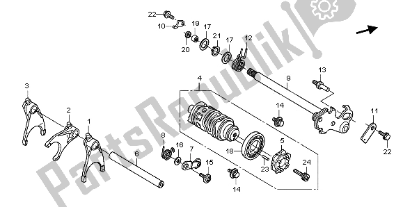 All parts for the Gearshift Drum of the Honda CBF 600S 2009