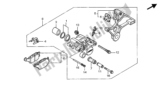 Todas las partes para Pinza De Freno Trasero de Honda CBR 600F 1997