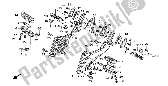 All parts for the Step of the Honda CB 600F Hornet 2010