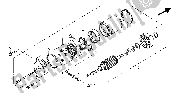 All parts for the Starting Motor of the Honda ST 1300 2004