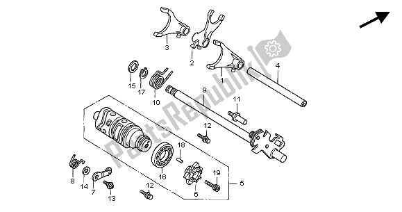 All parts for the Gearshift Drum of the Honda CBF 500A 2004