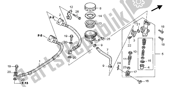 Todas las partes para Cilindro Maestro Del Freno Trasero de Honda CBF 600 NA 2007